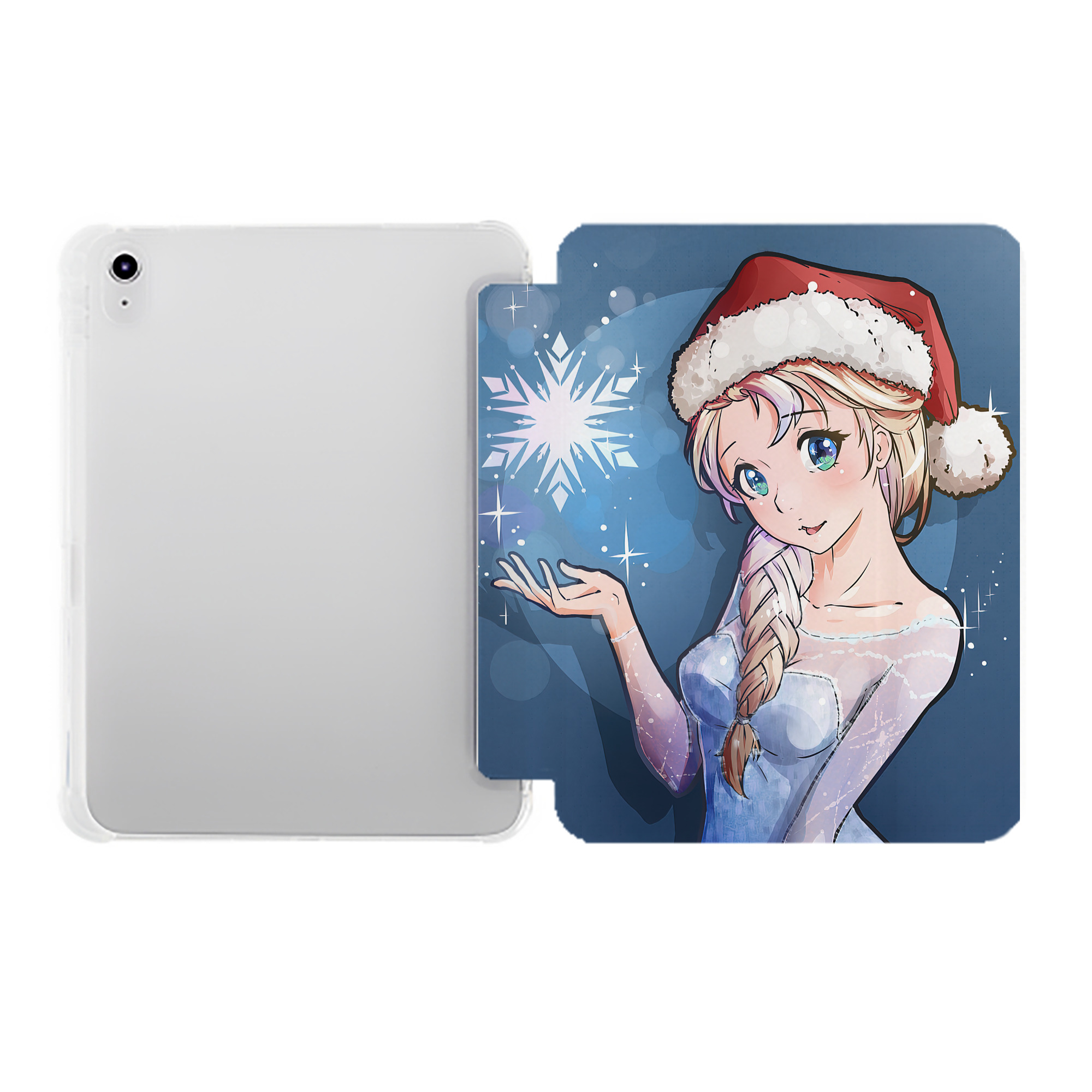 （画像用） アナと雪の女王 アンナ エルサ Frozen Anna Elsa IPad ケース ペン収納付き 三つ折りスタンド PUレザー×シリコン 対応機種9.5/10.5/10.9インチ